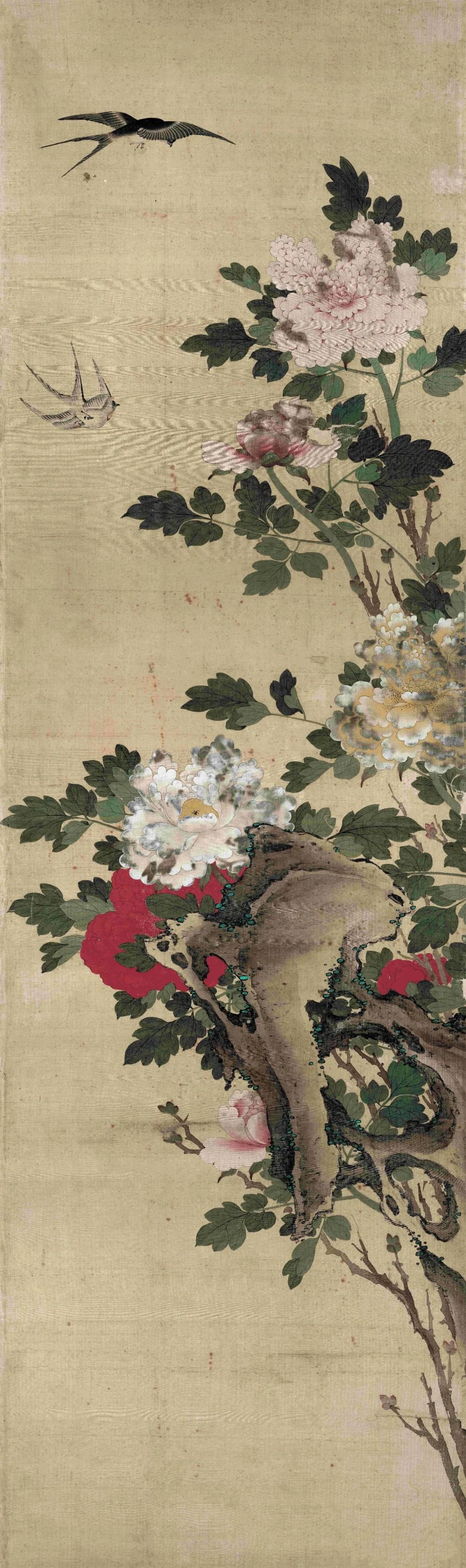 清陈枚《四季花鸟图屏》