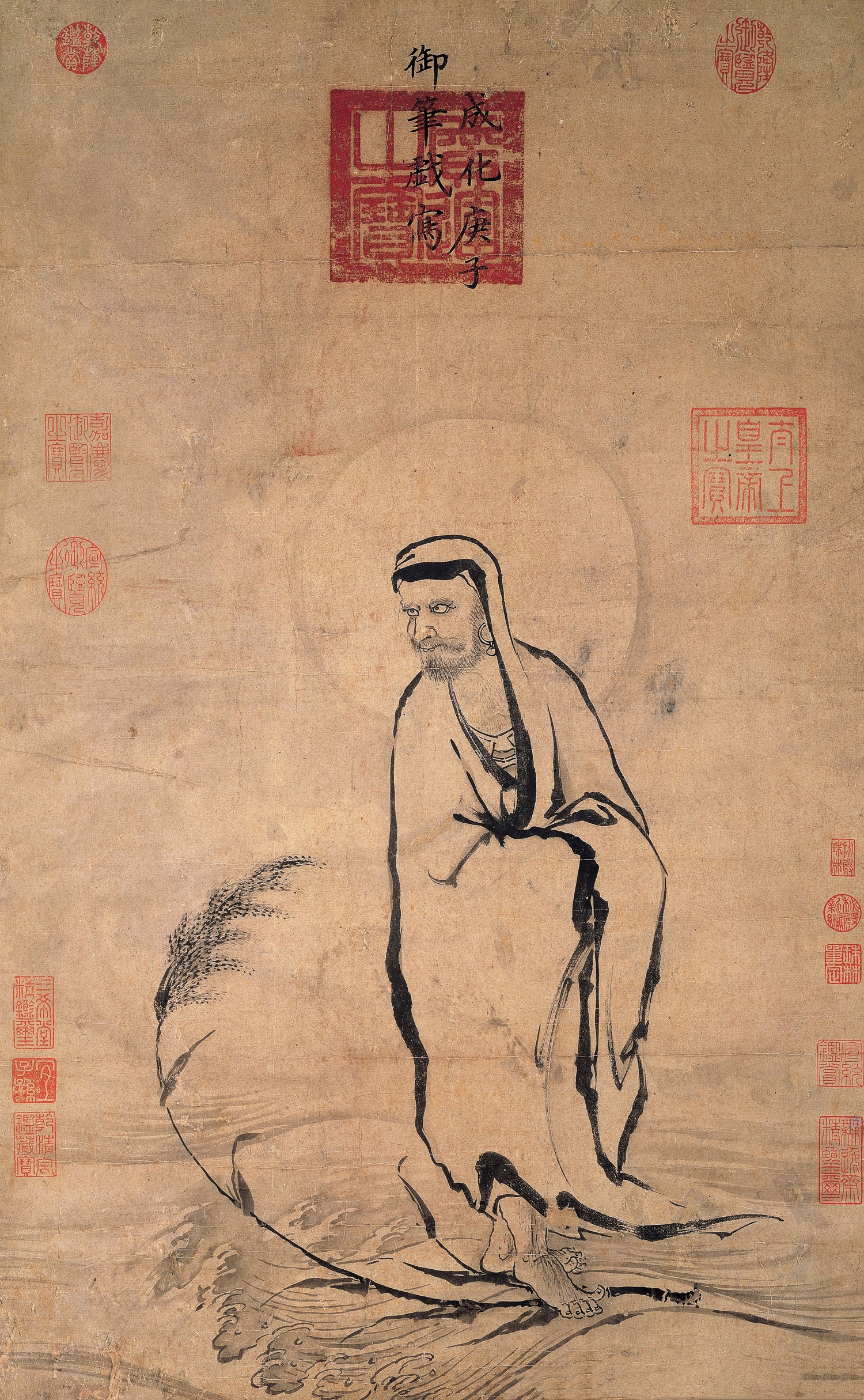 明 成化帝画作《达摩渡江图》欣赏