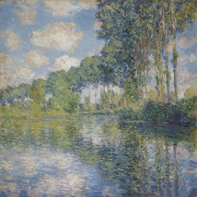 莫奈《Poplars On The Epte》(埃普特河的白杨木)