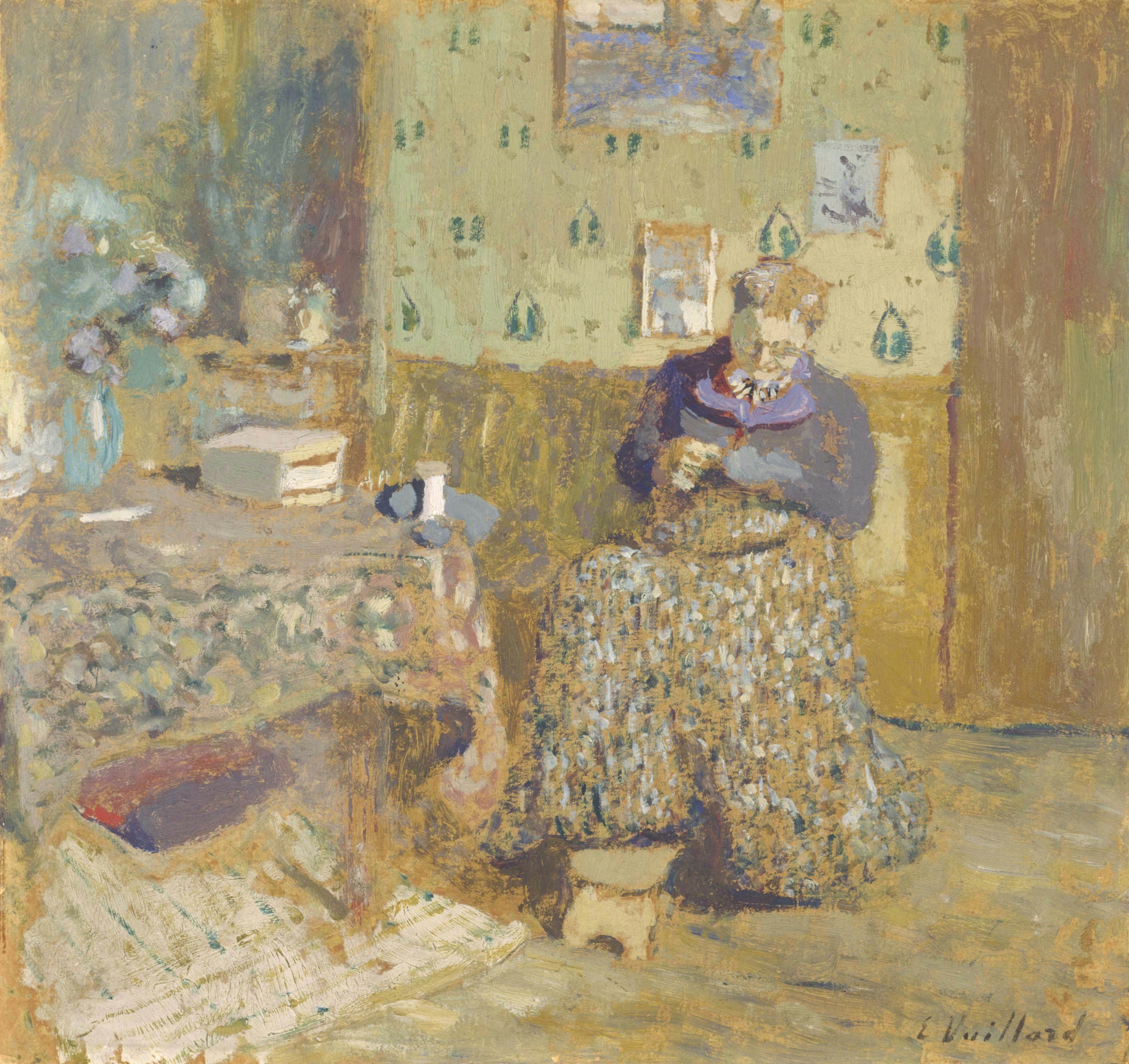 缝纫的维亚尔夫人Madame Vuillard Sewing 爱德华·维亚尔(&