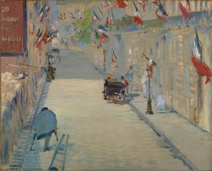 马奈《插满旗帜的蒙尼耶街》（The Rue Mosnier with Flags