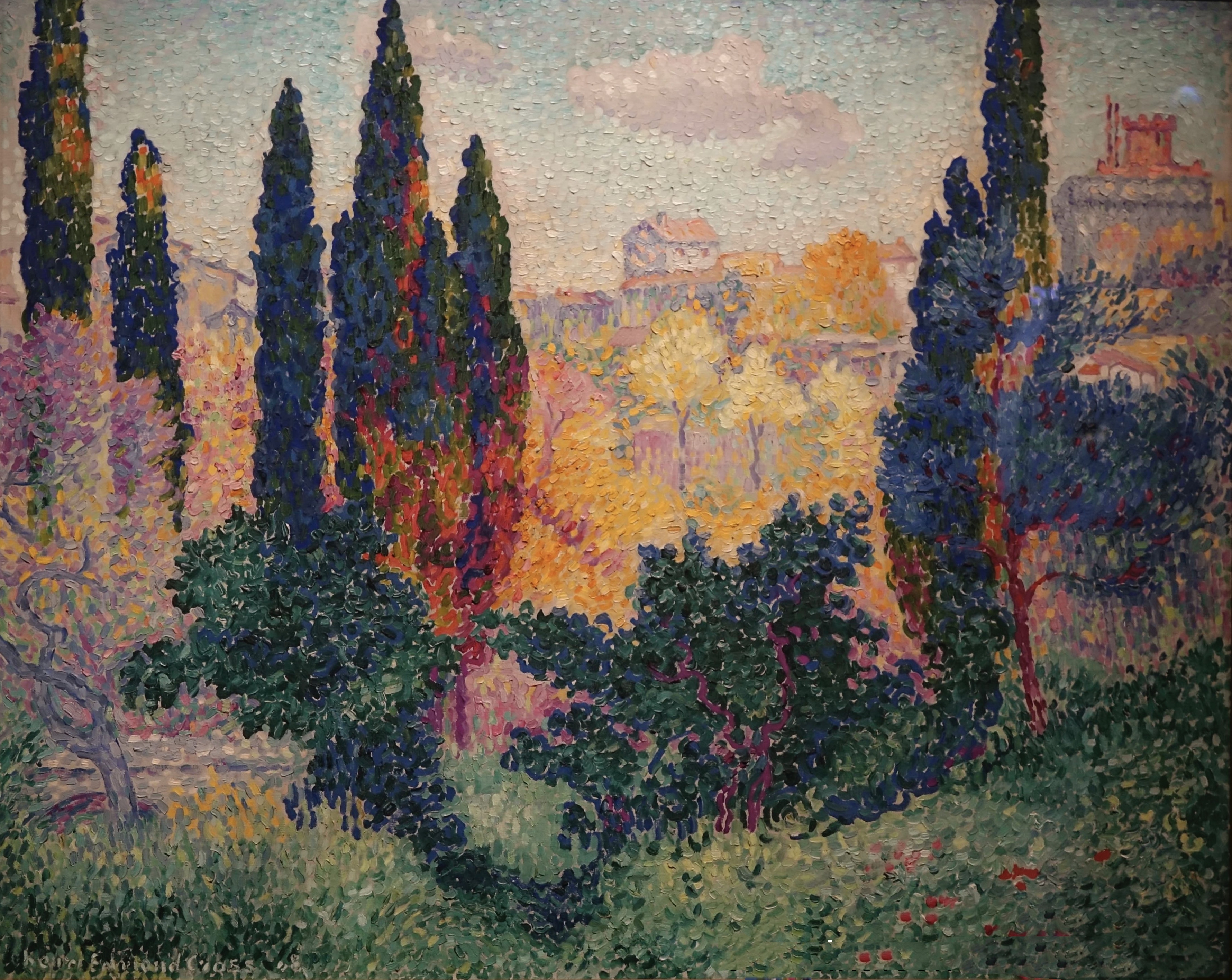 克罗斯《The Cypresses In Cagnes》（卡涅的斯柏树）