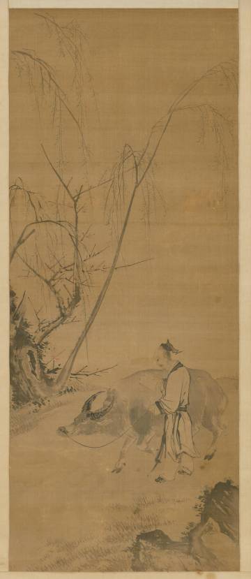 明佚名《牧牛读书图轴》