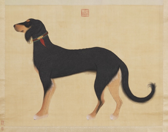 清 佚名 院本猎犬轴