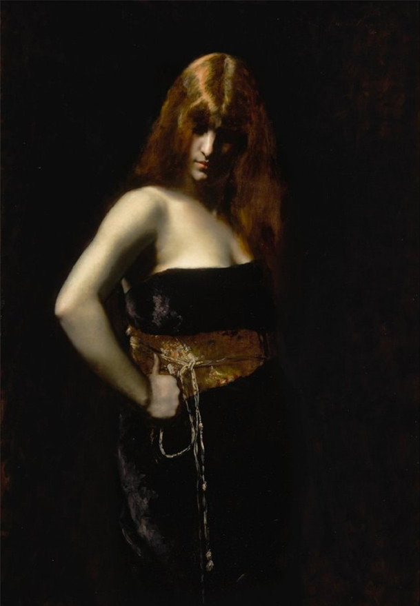 意大利裔法国画家、模特Juana Romani的作品《红发女子》