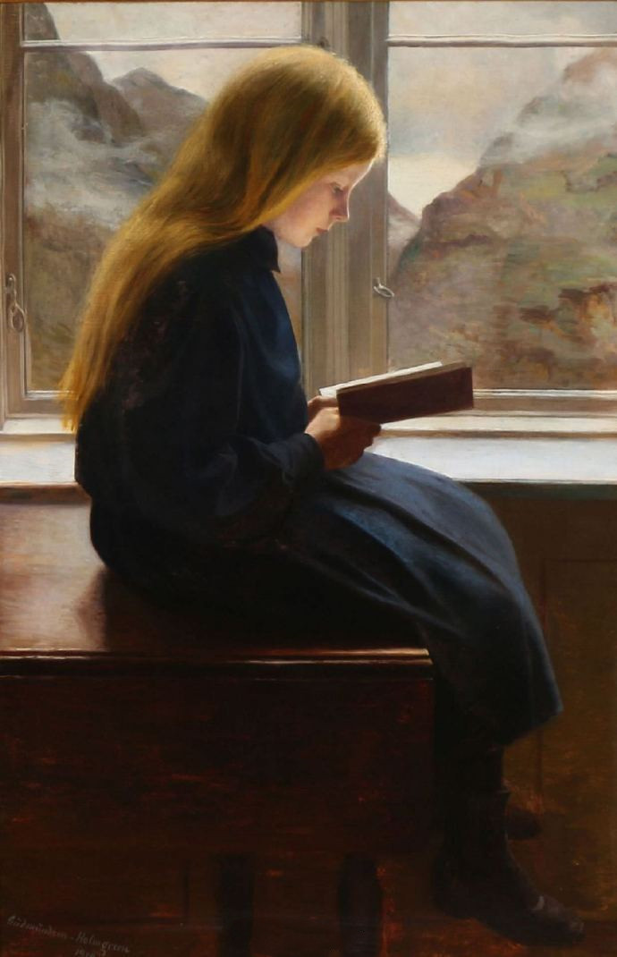 1900Johan Gudmundsen-Holmgreen 《看书的小女孩》