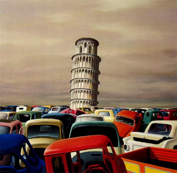 Jeffrey Smart《Motor Dump - Pisa II》（1971