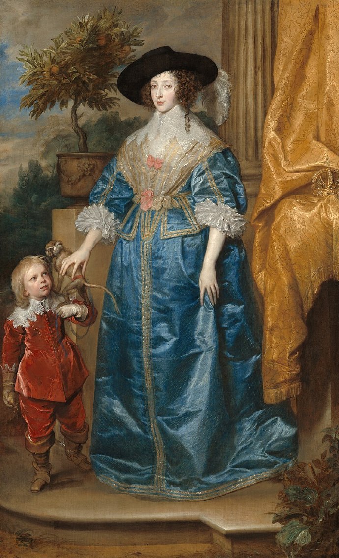 Anthony Van Dyck《亨利埃塔·玛丽亚王后与杰弗里·哈德森爵士》