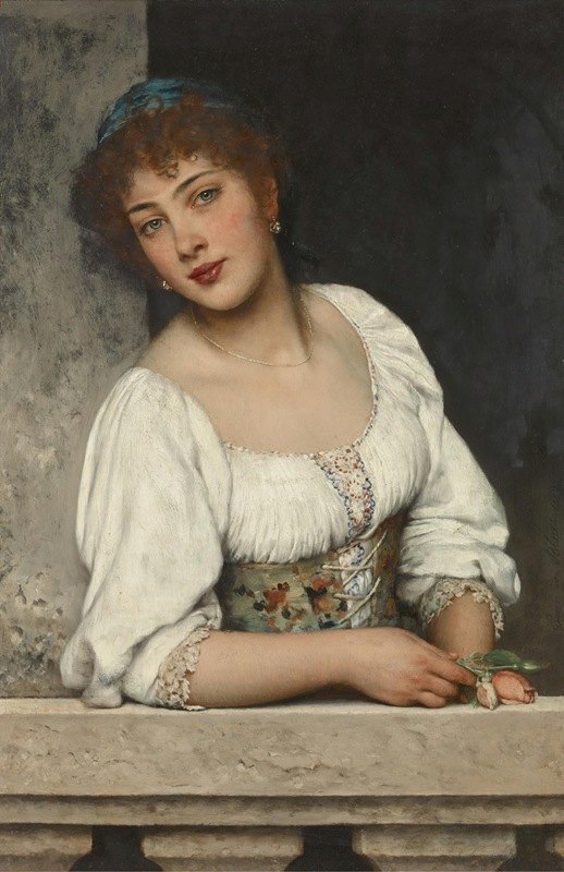Eugene Von Blaas《Girl At The Window》（窗边的