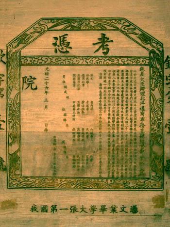 中国历史上各类毕业证书