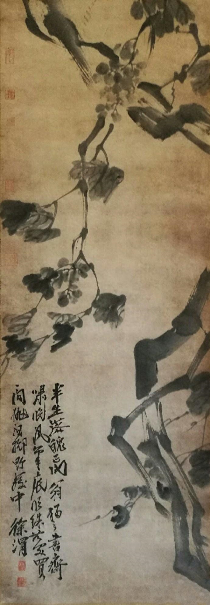 明代画家徐渭传世名作《墨葡萄图》
