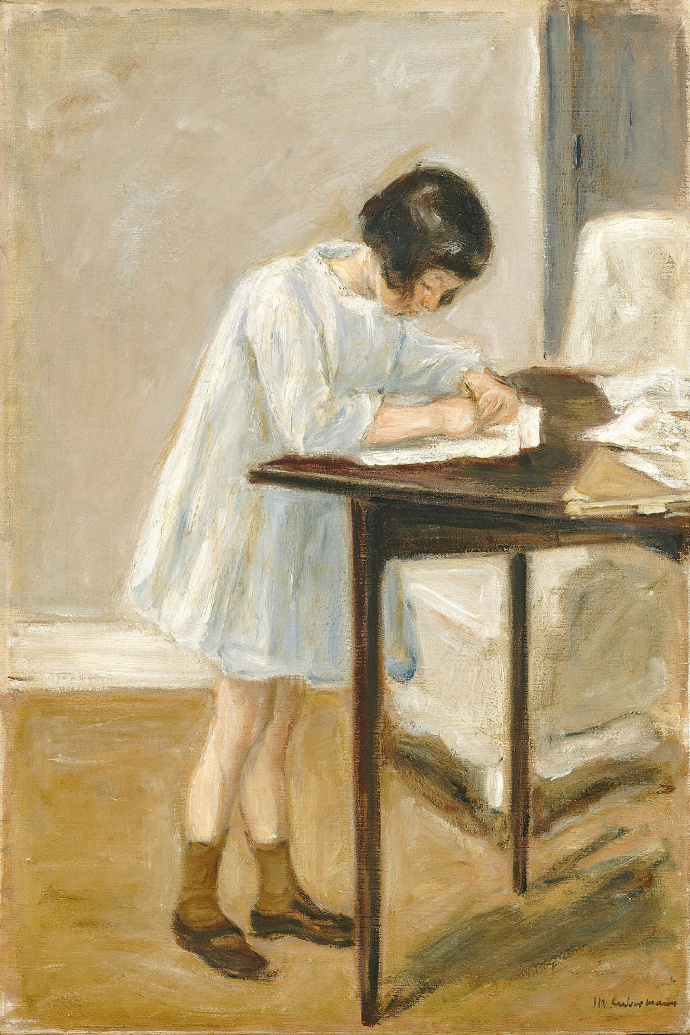 Max Liebermann《画家的孙女在桌边》