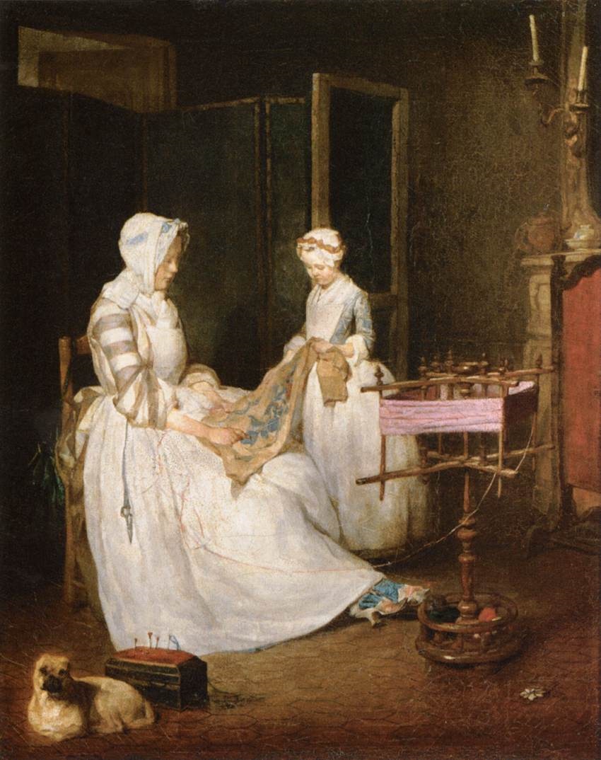 夏尔丹《The Hard-working Mother》（勤劳的母亲）