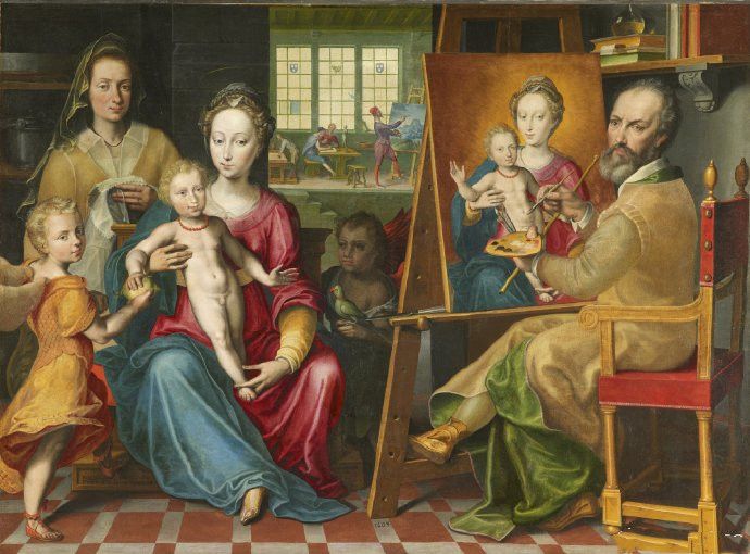 荷兰画家Nicolas van Houy《圣路加为圣母画像》