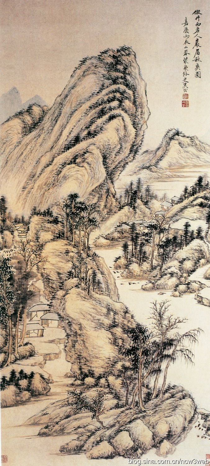 清 奚冈  岩居秋爽图