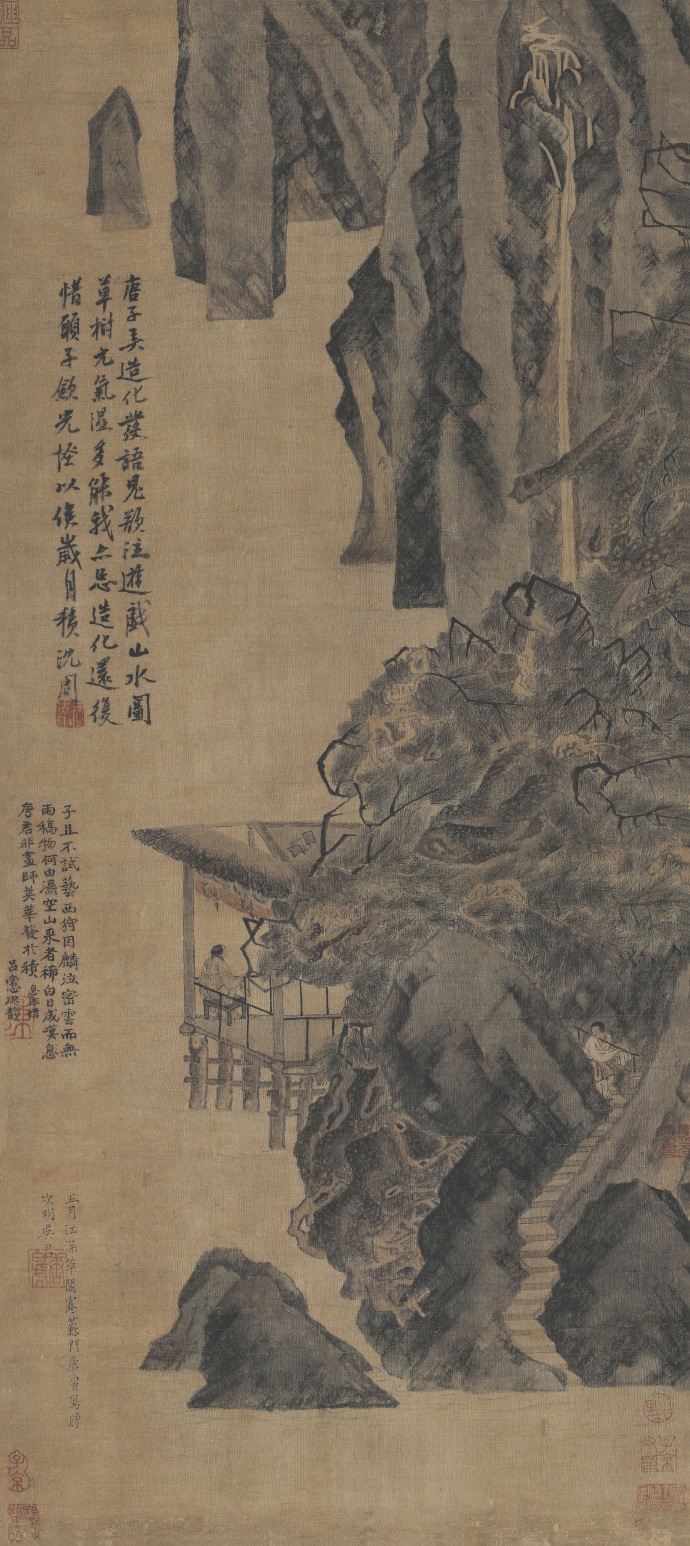 明|唐寅《江深草阁图》