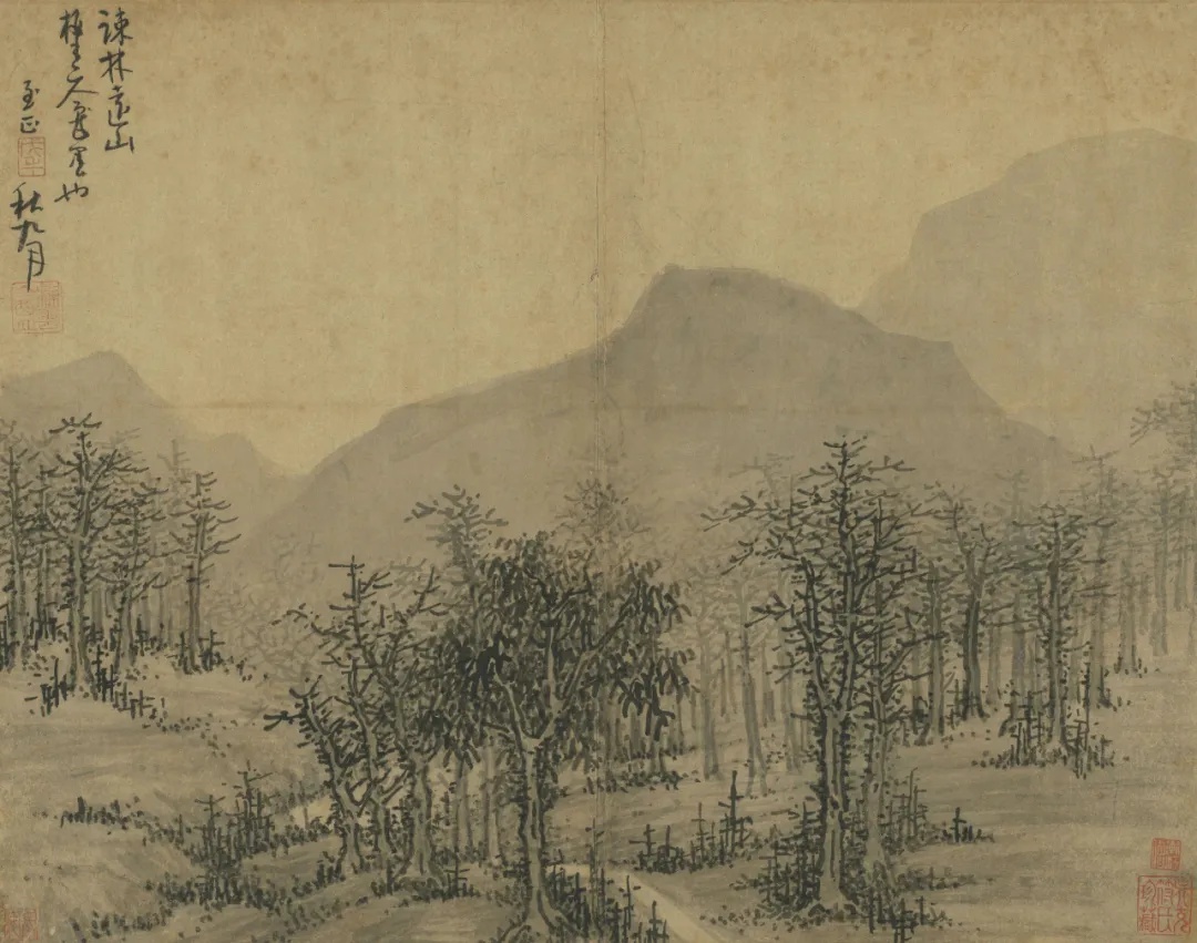 吴镇《疏林远山图》