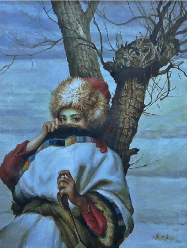 观复博物馆油画《陌生人来》作者：黄今声
