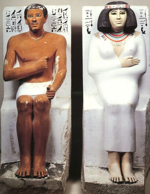 古代埃及古王国时期美术：《拉荷切普王子王后坐像》