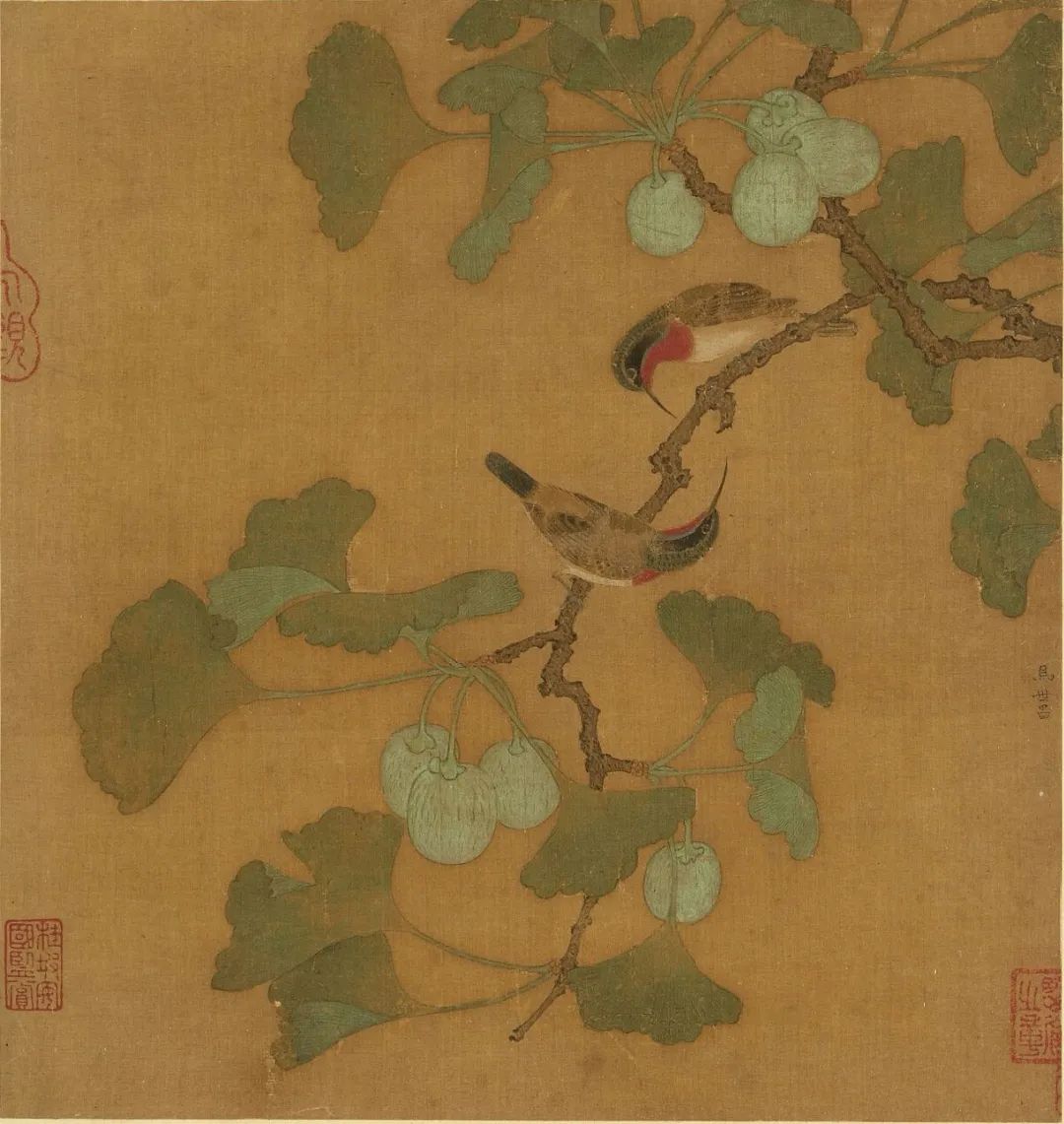 马世昌《银杏翠鸟图》，南宋，台北故宫博物院
