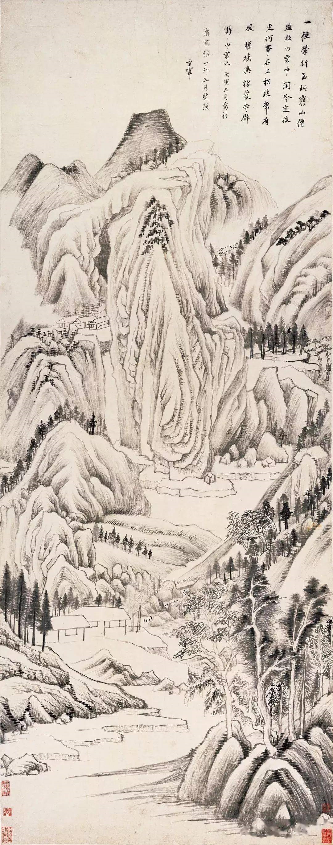 明 董其昌《栖霞寺诗意图轴》