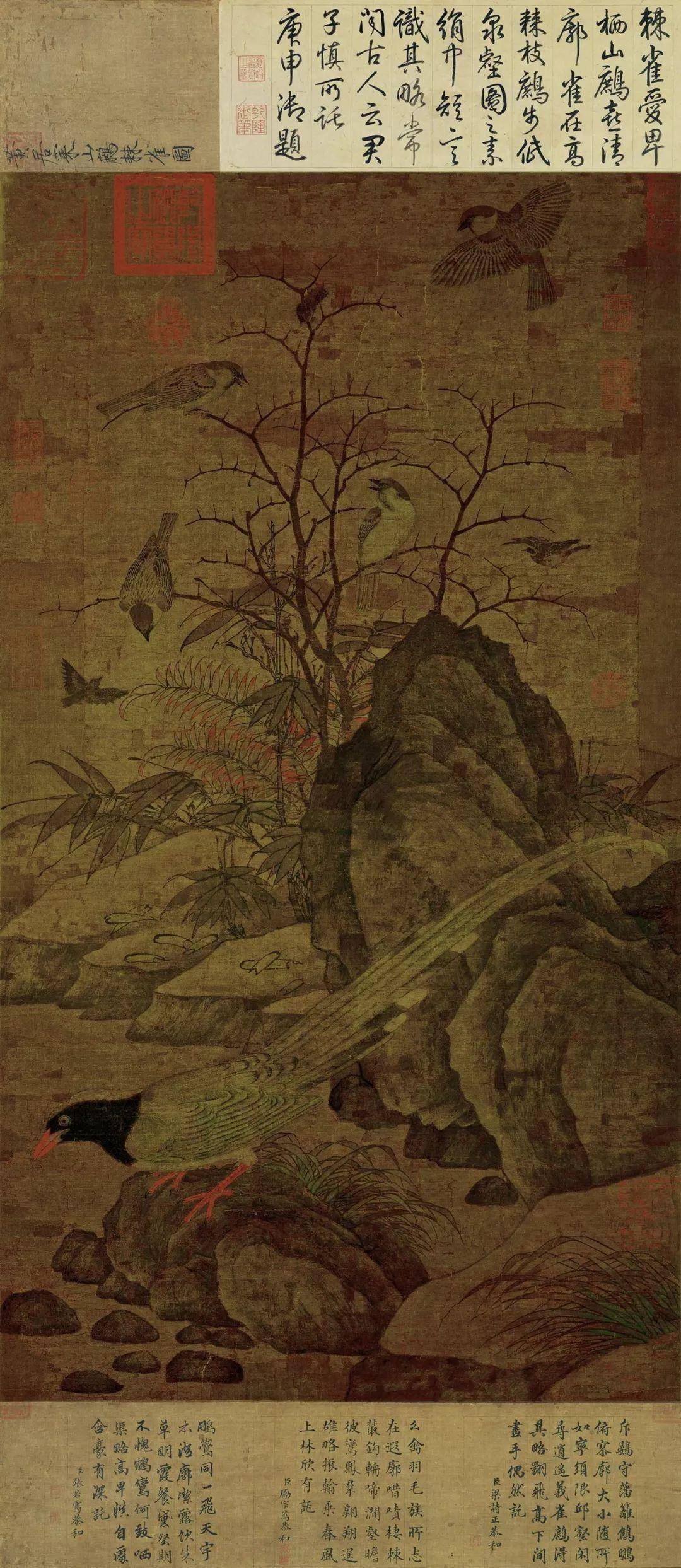 黄居寀《山鹧棘雀图》