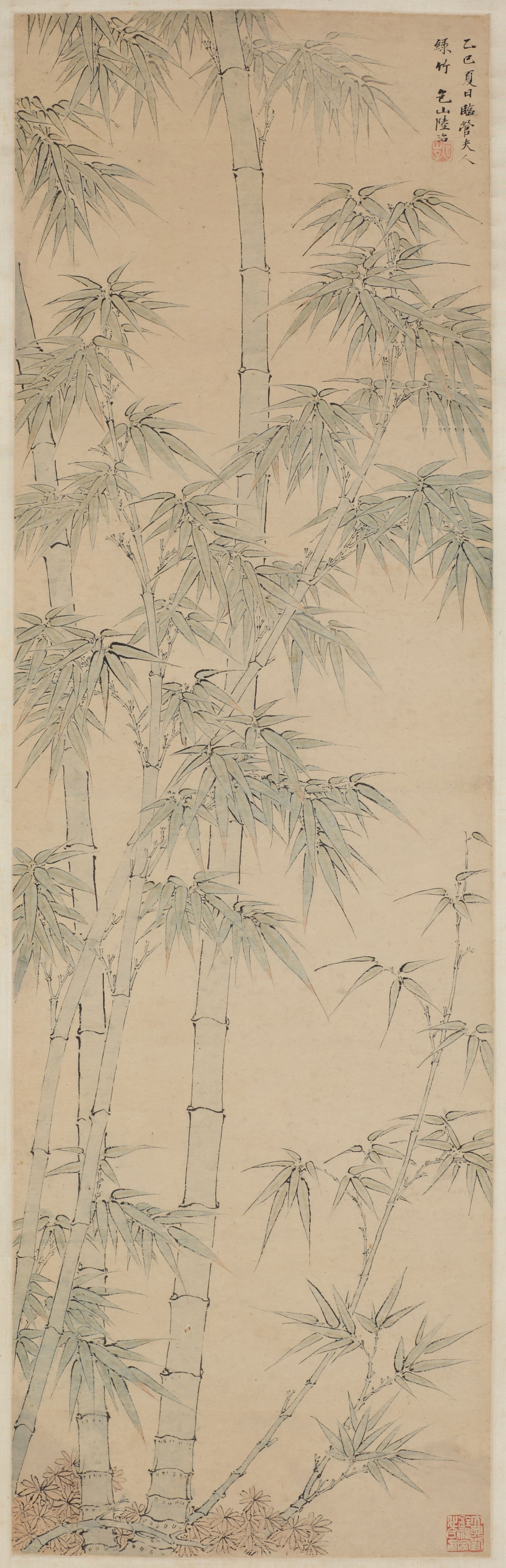 明 陆治《临管夫人绿竹图轴》