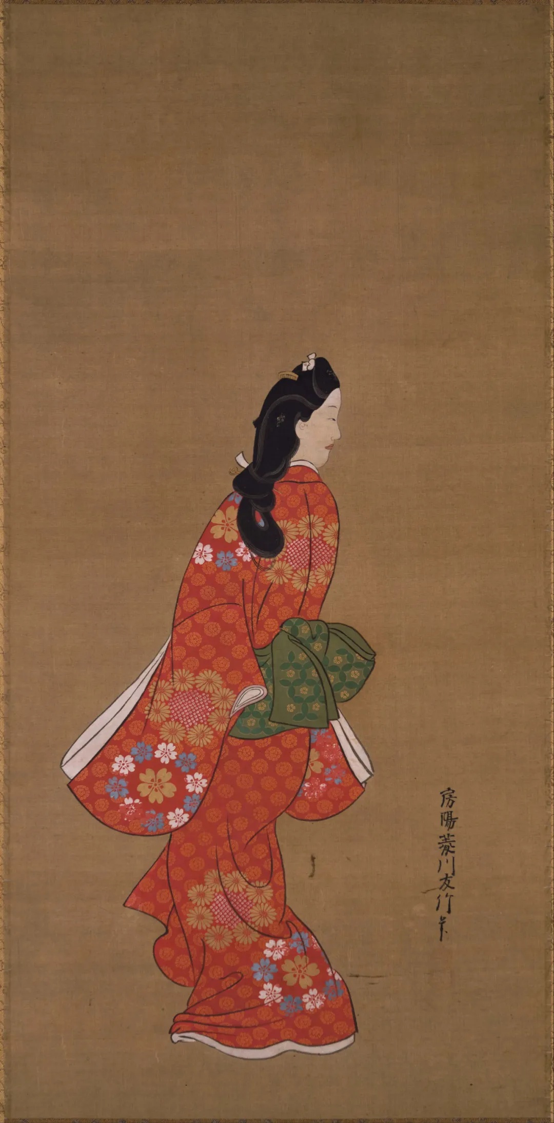 菱川师宣《盼首美人图》