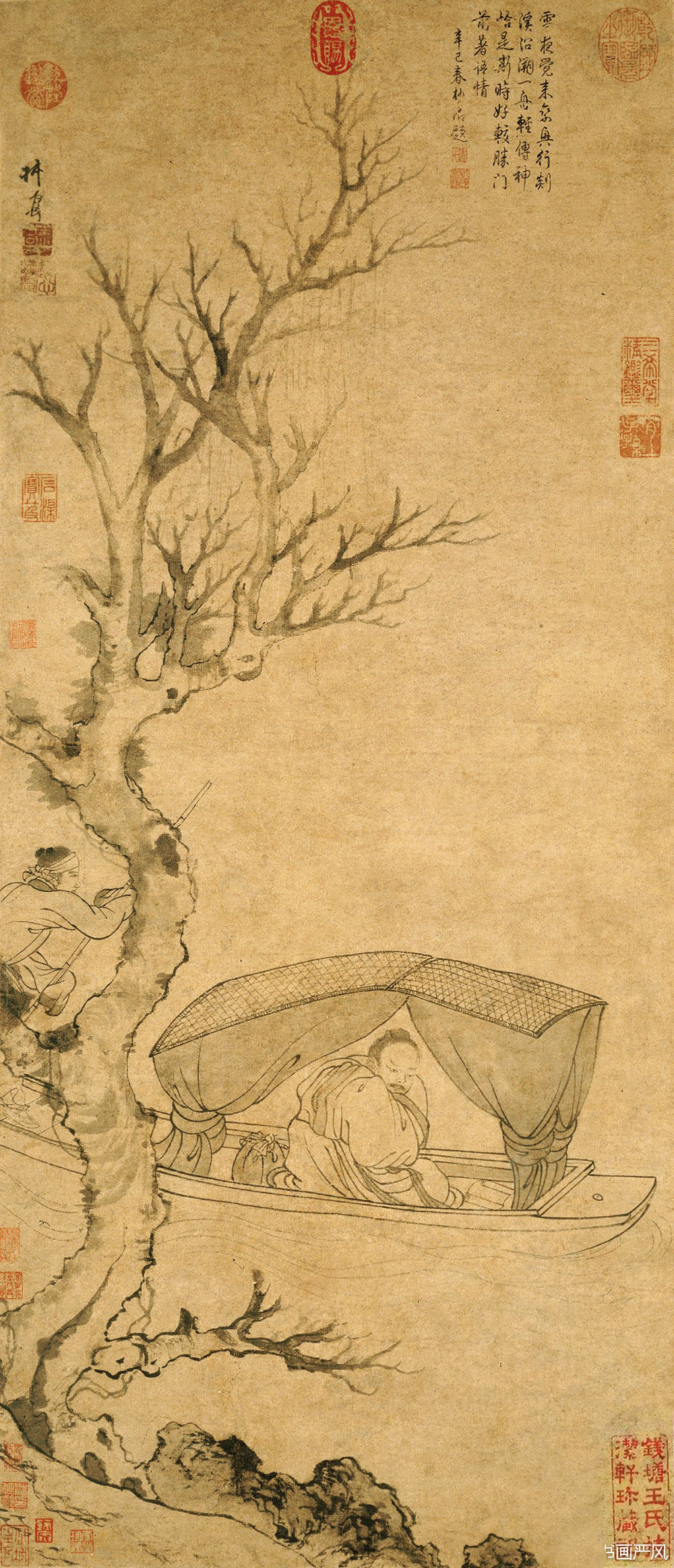 元 张渥《雪夜访戴图》