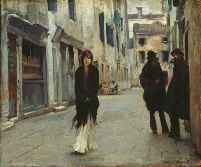 萨金特《Street In Venice》（威尼斯街道）