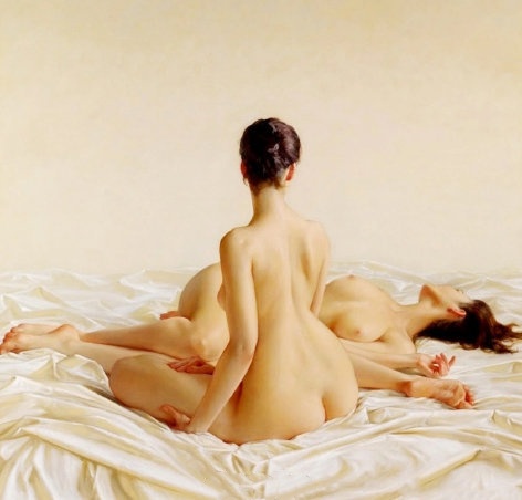 英国画家保罗 布朗 ，写实女人体油画作品
