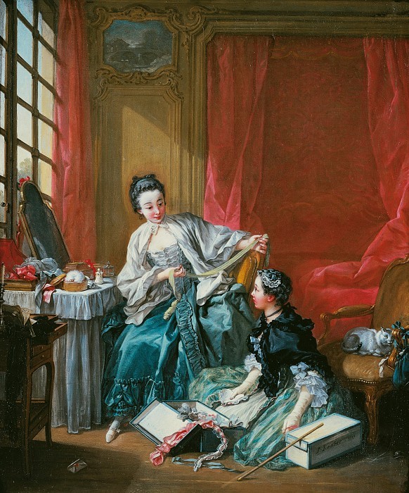 Francois Boucher油画作品里的欧洲妇女的着装细节