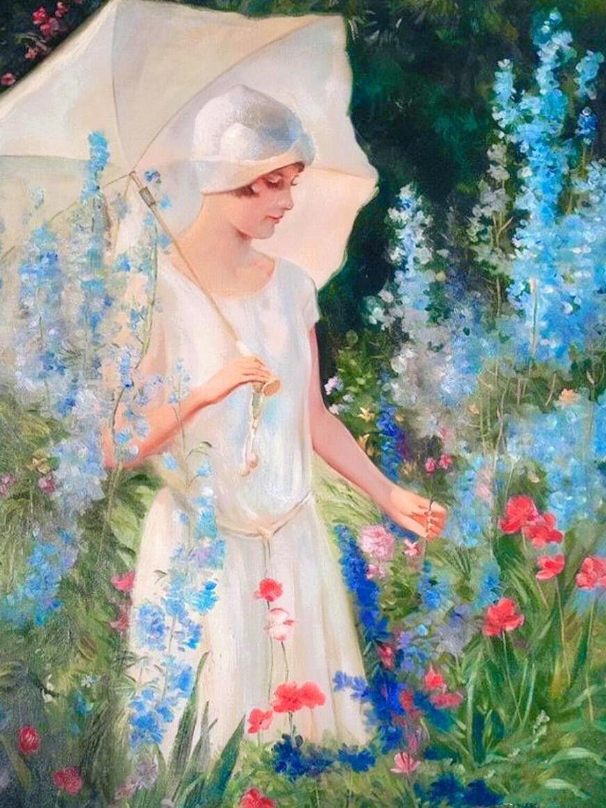 Charles Courtney Curran 《Delphiniums Blu