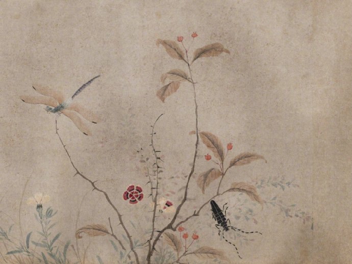 元 钱选《草虫图》（克利夫兰艺术博物馆收藏）