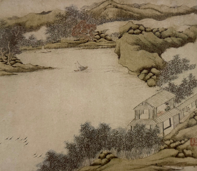 钱杜《黄冈竹楼图》