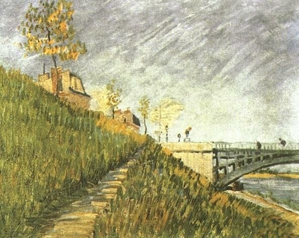 <克利希桥附近的塞纳河畔> 荷兰 油画 梵高作品赏析。