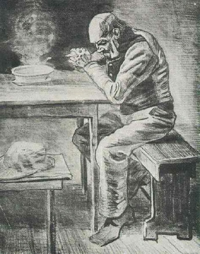 <饭前祷告> 荷兰 油画 梵高作品赏析
