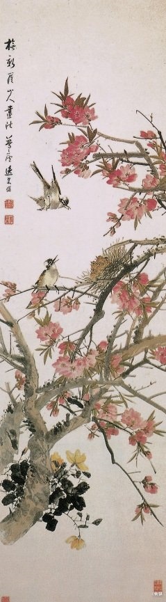 <桃花白头图> 清 朱偁