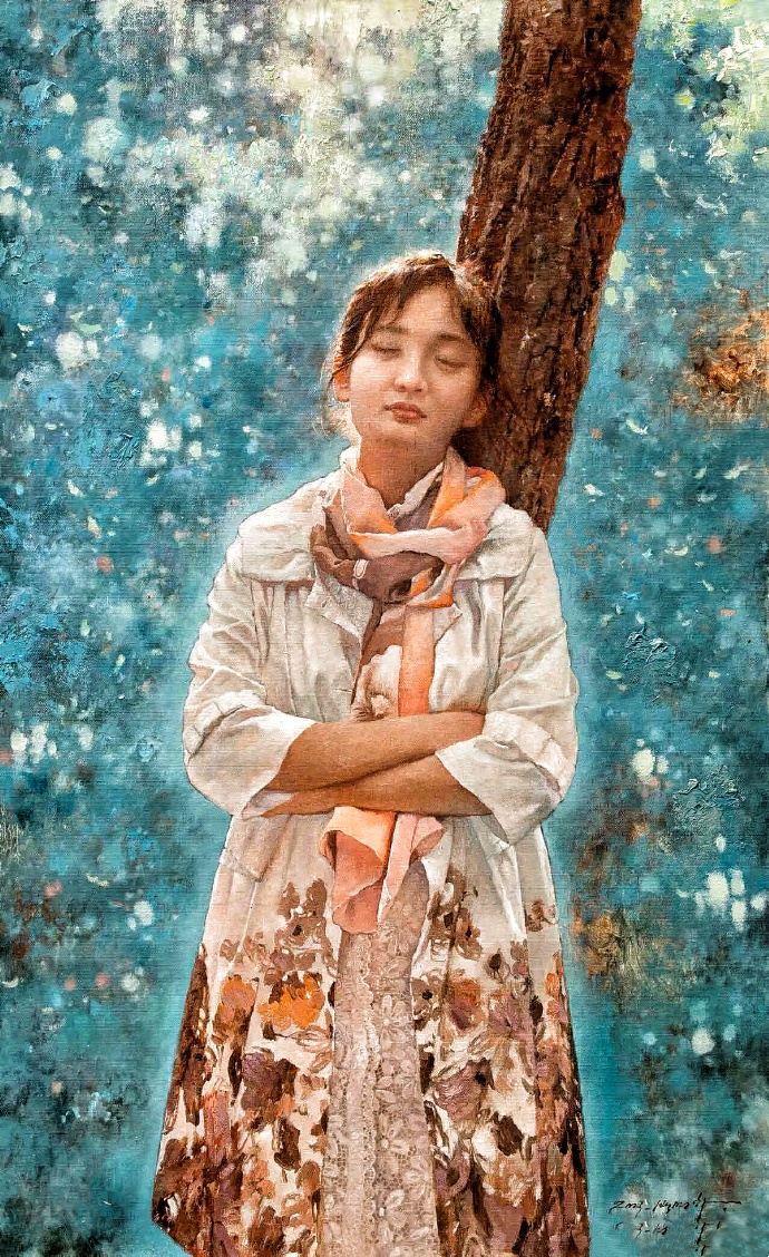 朝鲜艺术家白明学油画《听风》