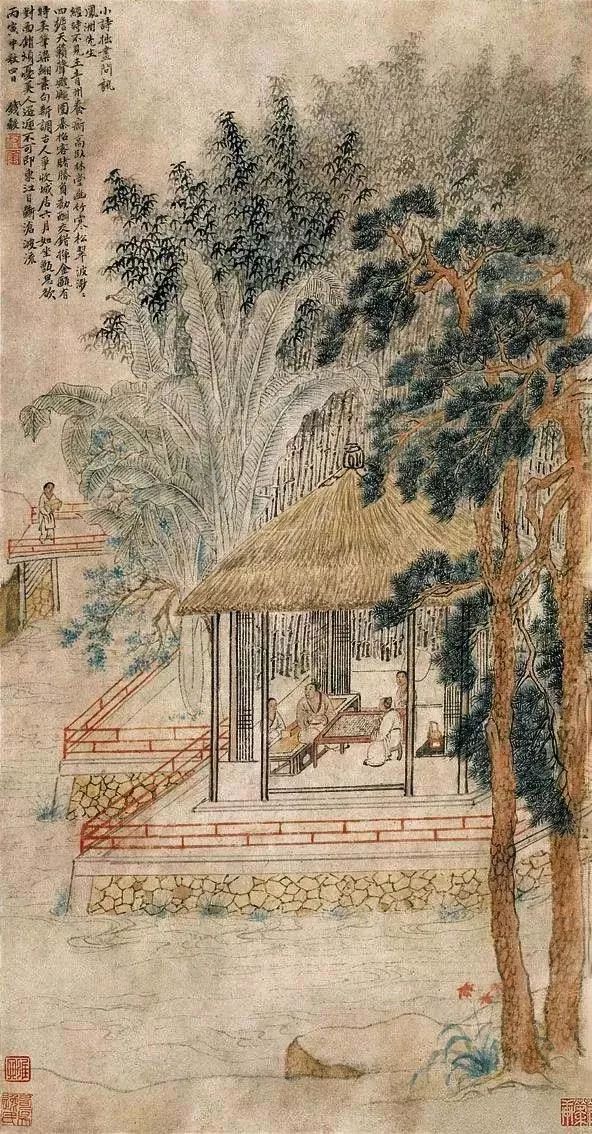 明 钱榖《竹亭对棋图》