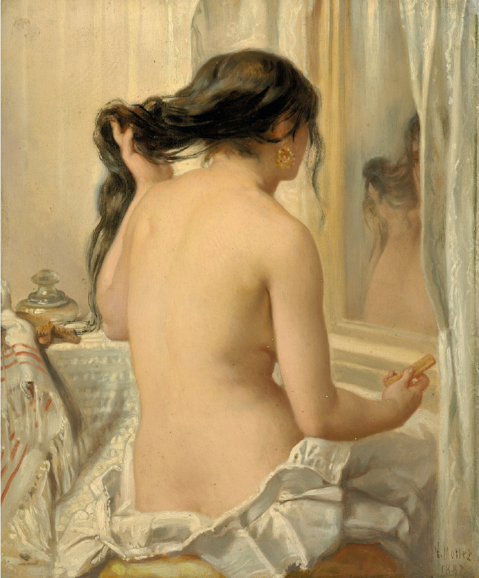 《Nude combing her hair》