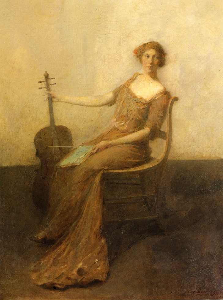 Thomas Dewing《Young Woman With Violincel