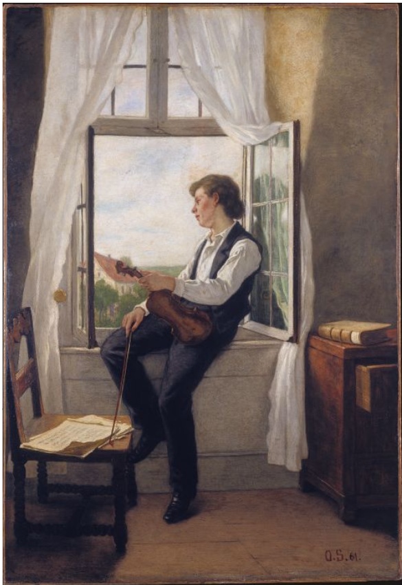 Otto Scholderer《The Violinist By The Win