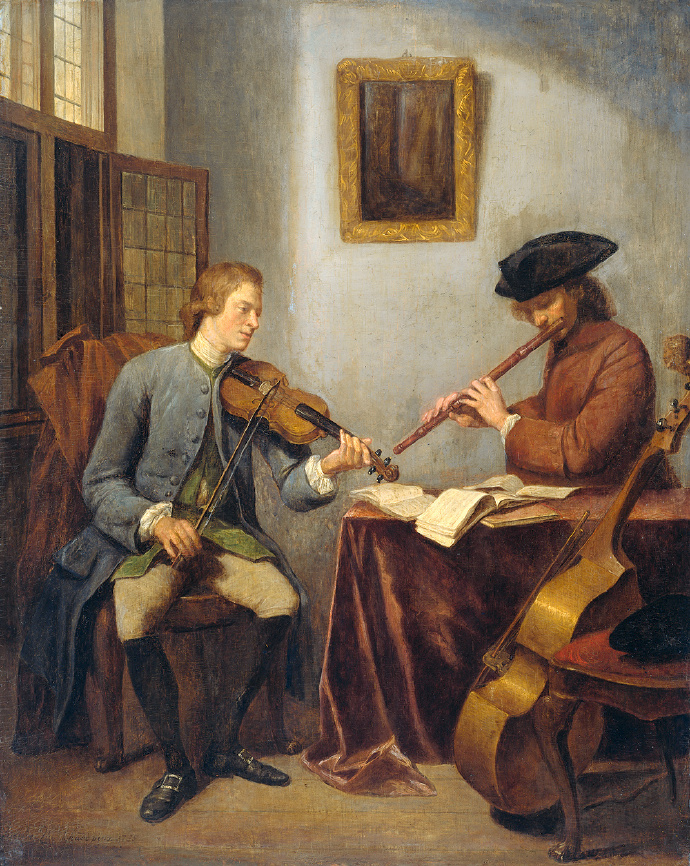昆哈德《A Violinist and a Flutist Playing Mu