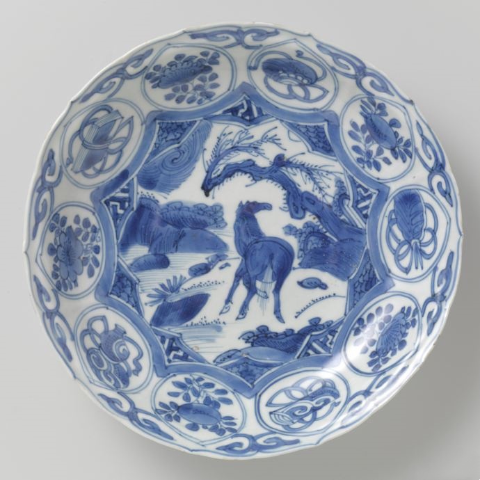 明万历 青花骏马图克拉克瓷器