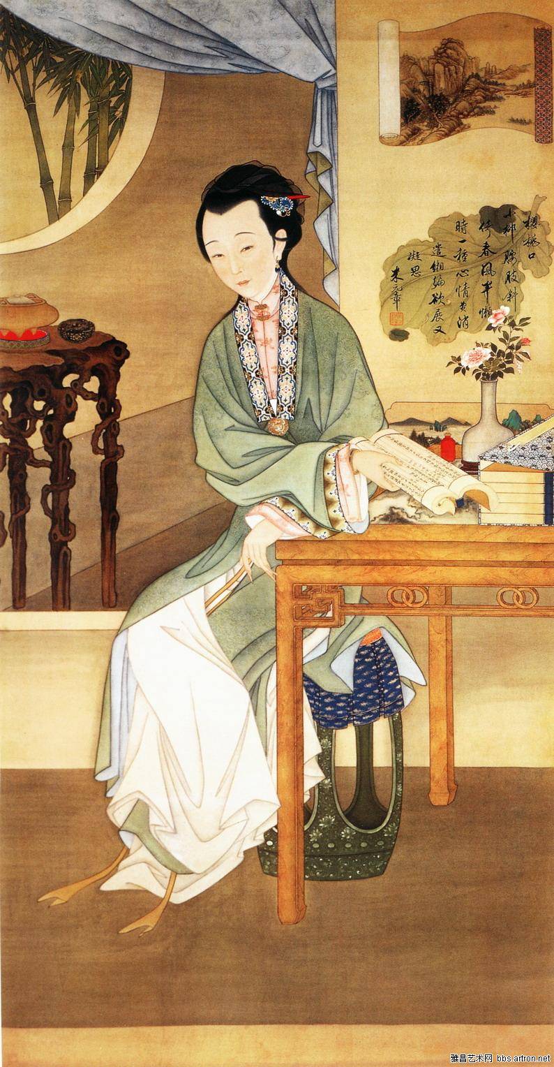 雍亲王题书堂深居图 观书沉吟 兼议伪汉服