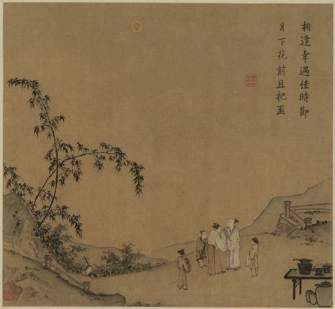南宋·马远《月下把杯图》（天津博物馆藏）