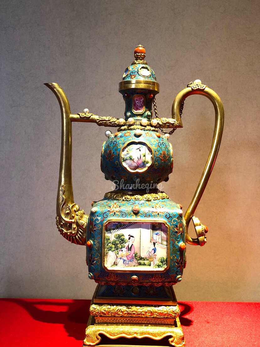 珍宝馆*清宫旧藏*金胎掐丝珐琅嵌画珐琅执