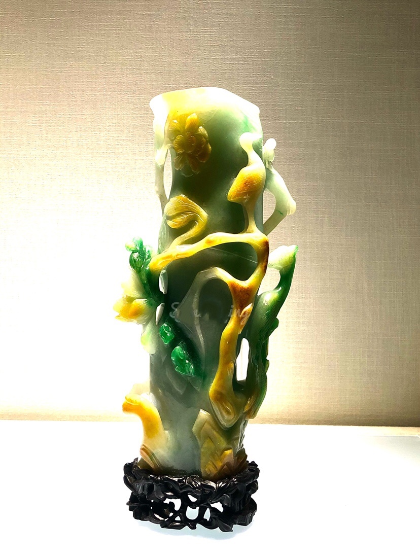 珍宝馆*清宫旧藏*翠白菜式花插