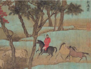  元，赵孟頫，秋郊饮马图卷